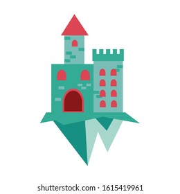 cute fairytale castle over terrain vector illustration design