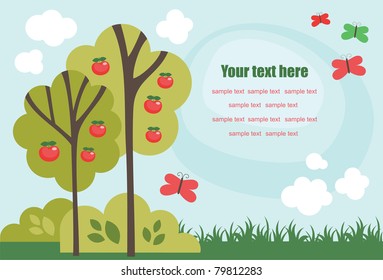 cute fairytale landscape. vector illustration