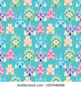 Cute fairytale pattern with castles