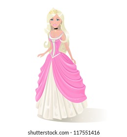 Cute fairy-tale Princess isolated on a white background