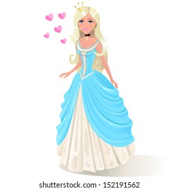 Cute fairy-tale Princess isolated on a white background