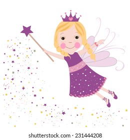 Cute fairytale purple stars shining vector 