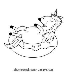 cute fairytale unicorn in donut