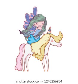 cute fairytale unicorn and fairy characters