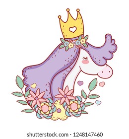 cute fairytale unicorn with floral decoration