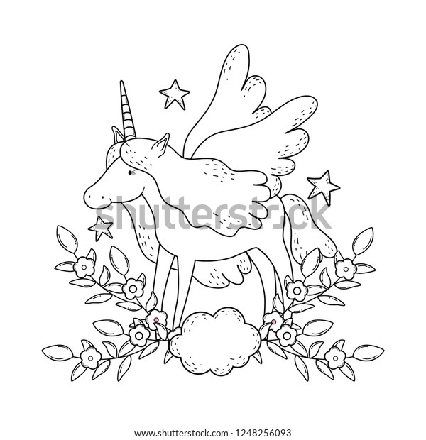 Cute Fairytale Unicorn Garden Stock Vector Royalty Free 1248256093