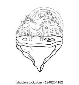 cute fairytale unicorn in the landscape