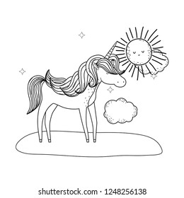 cute fairytale unicorn in the landscape