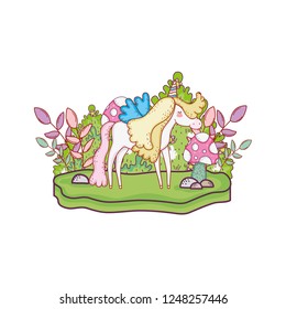 cute fairytale unicorn in the landscape
