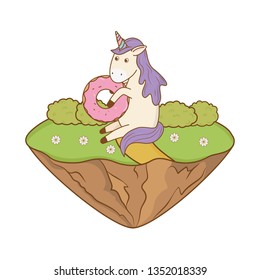 cute fairytale unicorn in the landscape