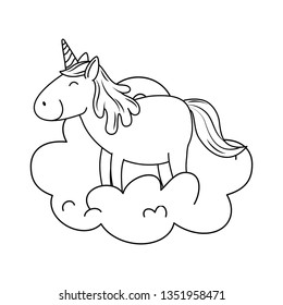 cute fairytale unicorn relax in cloud