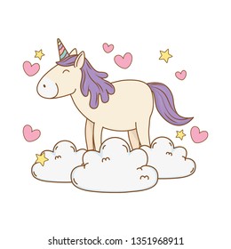 cute fairytale unicorn relax in cloud