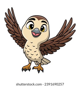 Cute falcon cartoon on white background