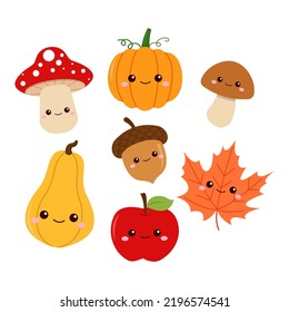 Cute Fall Element gesetzt. Flaches Vektorgrafik-Design