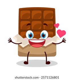 cute fall in love expression of bite chocolate bar character
