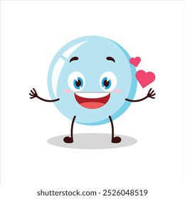 Cute fall in love expression of bubble cartoon character