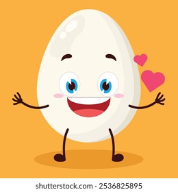 cute fall in love expression of chicken egg character