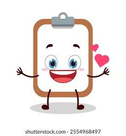 cute fall in love expression of clipboard cartoon character