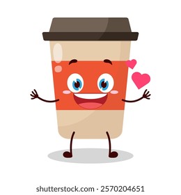 cute fall in love expression of coffee cup cartoon character
