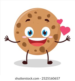 Linda caída en amor expresión de galletas de dibujos animados personaje