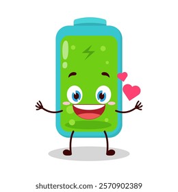 cute fall in love expression of full battery cartoon character
