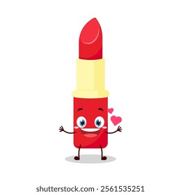 cute fall in love expression of lipstick cartoon character
