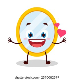 cute fall in love expression of mirror cartoon character
