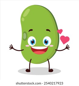 cute fall in love expression of mung bean  character