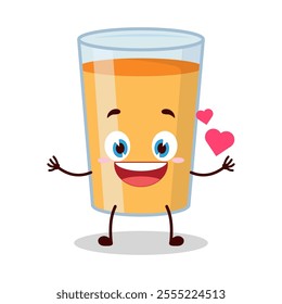 cute fall in love expression of orange juice cartoon character