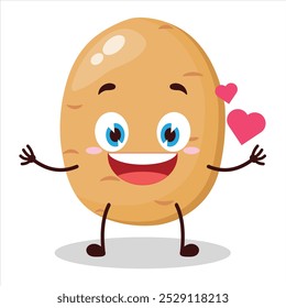 cute fall in love expression of potato cartoon character