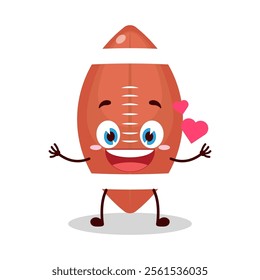 cute fall in love expression of rugby ball cartoon character
