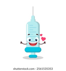 cute fall in love expression of syringe cartoon character
