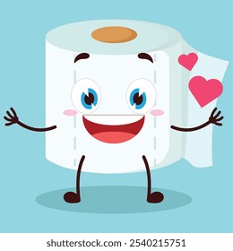 cute fall in love expression of toilet paper character