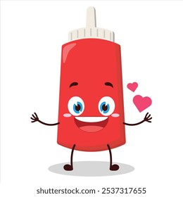 queda fofo na expressão de amor de molho de tomate garrafa personagem