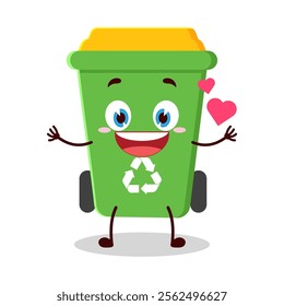 cute fall in love expression of trash bin cartoon character
