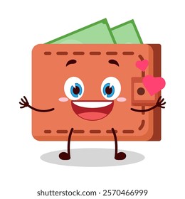 cute fall in love expression of wallet cartoon character
