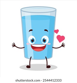 cute fall in love expression of water in glass cartoon character