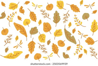 Cute fallen leaves simple illustration background material