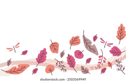 Cute fallen leaves simple illustration background material