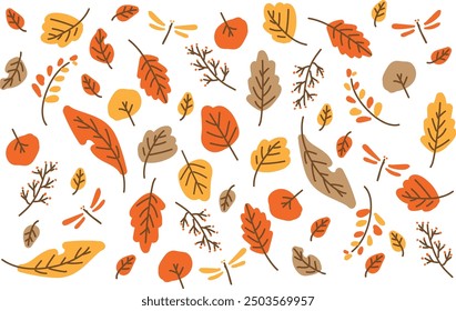 Cute fallen leaves simple illustration background material