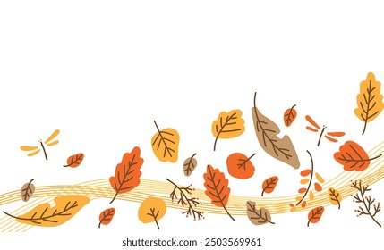 Cute fallen leaves simple illustration background material