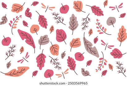 Cute fallen leaves simple illustration background material