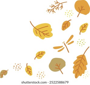 Cute fallen leaves simple illustration frame background material