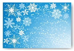 Cute Falling Snow Flakes Illustration. Wintertime Speck Frozen Granules. Snowfall Sky White Teal Blue Wallpaper. Scattered Snowflakes December Theme. Snow Hurricane Landscape