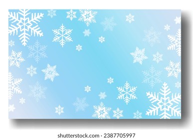 Cute falling snow flakes illustration. Wintertime speck frozen granules. Snowfall sky white teal blue wallpaper. Scattered snowflakes december theme. Snow hurricane landscape