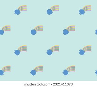 Cute falling stars seamless pattern design. Vector illustration. 