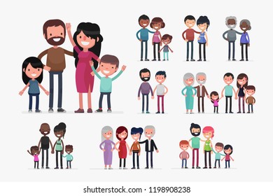 Cute Families isolated vector illustration