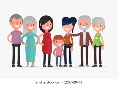 Cute Families isolated vector illustration