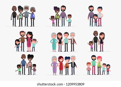 Cute Families isolated vector illustration