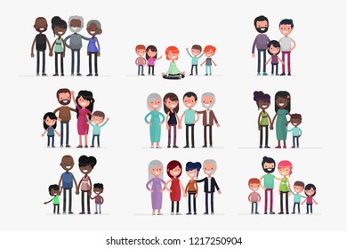 Cute Families isolated vector illustration